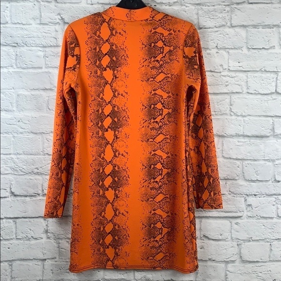 Orange Snake Print High Neck Bodycon Dress NWT - Picture 5 of 6
